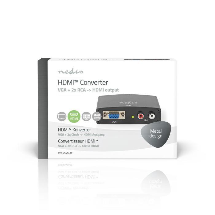 SCHEDA CONVERTITORE NEDIS VCON3454AT DA VGA A HDMI 1 via - VGA + 2x ingressi RCA