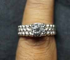 1.49ct Natural Black rough diamond ring, Uncut raw diamond ring, 925 silver Ring