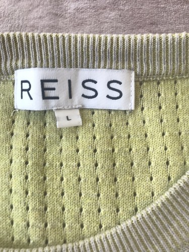 Reiss Designer Mens Lime Green Knit Jumper Size Slim Medium M Cotton - Picture 6 of 7