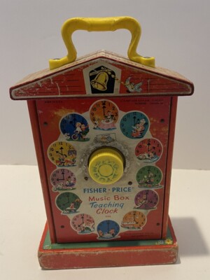 Fisher-Price Teaching Clock 音楽ボックス Fisher Price Vintage Music Box Teaching Clock Plays Grandfather's