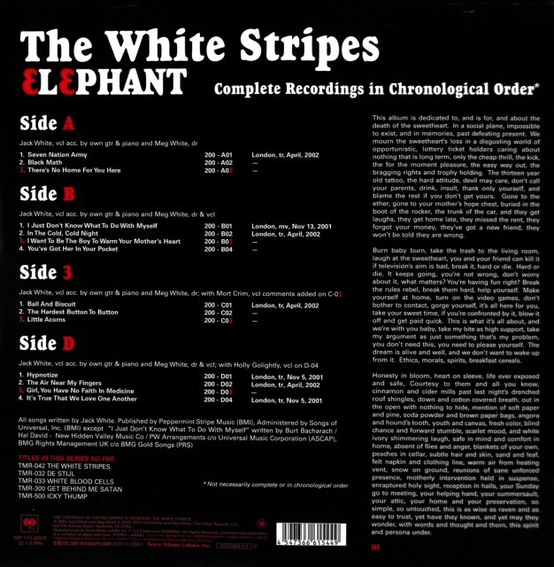 White Stripes Elephant ジャパンオンリーリミテッド The White Stripes Elephant 20th. Anniversary Limited Edition