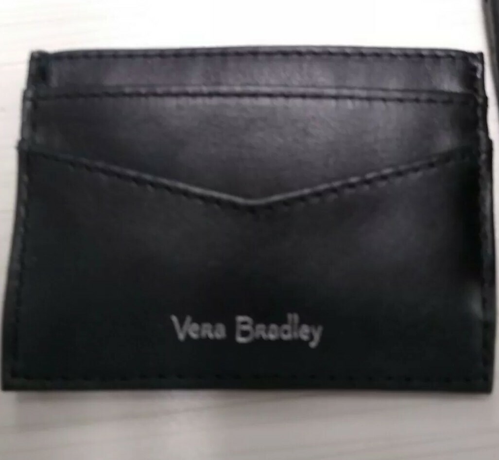 Vera Bradley Black Leather Carryall RFID Slim Card Case eBay