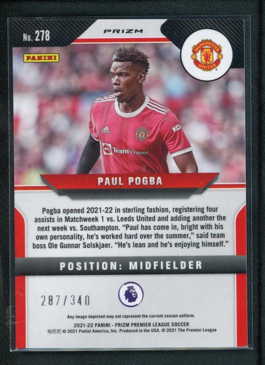 2021-22 PAUL POGBA 287/340 PANINI PRIZM PREMIER LEAGUE BLUE