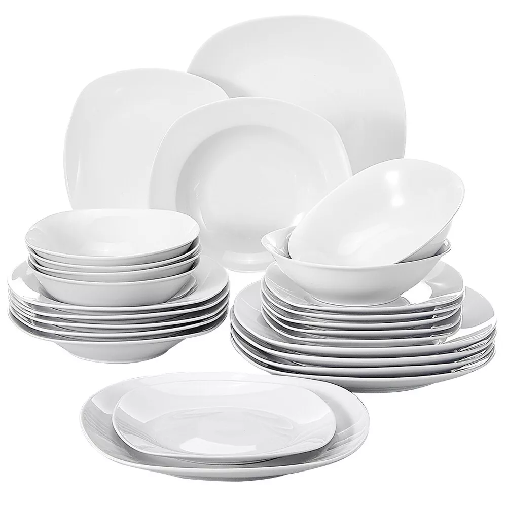 MALACASA Elisa 24-Piece Ceramic Porcelain Tableware Dinner Set