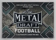 2022 LEAF METAL DRAFT FOOTBALL FACTORY SEALED HOBBY BOX **5 AUTOGRAPHS**