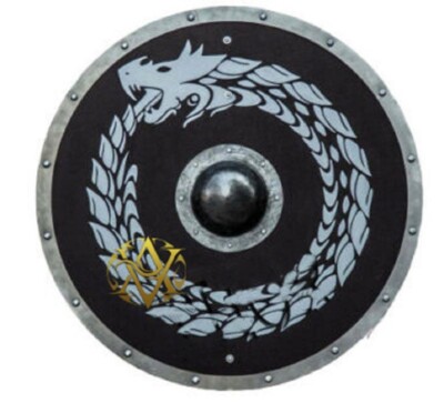 Viking Shield Norse 24''inch Medieval Wooden Round Home Ornament Battle Halloween