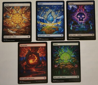 WUBRG Full Art Stained Glass Lands Dominaria United MTG DMU NM Set Cycle |  eBay