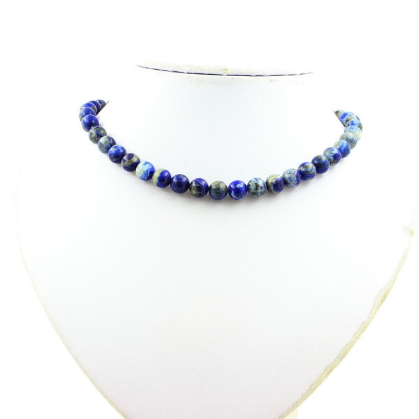 Steine Und MinéRaux. Halskette Perlen Lapislazuli Aus Pakistan QualitäT 5A 8 Mm-image