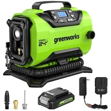 Greenworks 24V 160Psi Tire Inflator Air Pump Compressor w/ 2Ah Battery & Charger