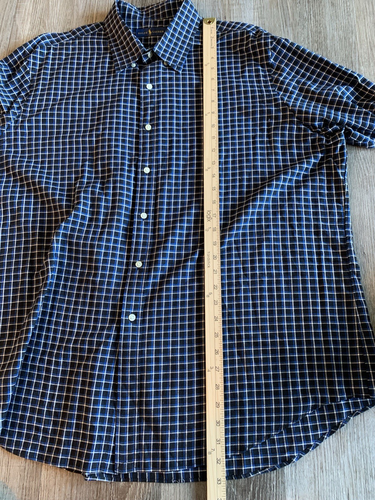 Ralph Lauren camicia uomo manica lunga nera blu bianca pony con bottoni taglia XXL