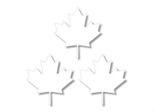 3 White Maple Leaf 4'' Decals Canada 4x4 Offroad Truck SUV 3 Decal Set - White