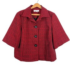 Coldwater Creek Women Jacket Blazer Size MP Half Sleeve Artsy Retro Office Fall