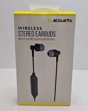 Acoustix Wireless Stereo Earbuds Black w/ In-Line Mic  Remote