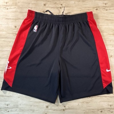 Nike Houston Rockets NBA Swingman Basketball Shorts Dri Fit Black Red Mens XL