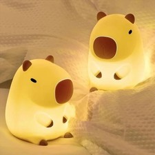 Cute Capybara Night Light Silicone LED Dimmable Touch Nursery Lamp