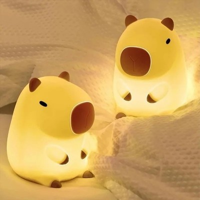 Cute Capybara Night Light Silicone LED Dimmable Touch Nursery Lamp