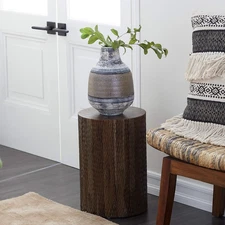 Teak Wood Side End Accent Table Intricately Carved End Table, Side Table 12" X 1