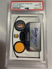 Rick Barry Auto Game Used Patch 2007 Bowman Sterling Warriors HOF PSA 10