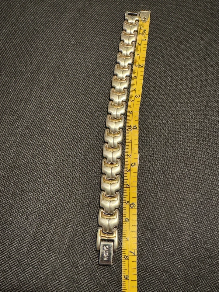 Sabona Duel Elite Unisex Two Toned Stainless Steel 7” Bracelet - Image 3 of 4