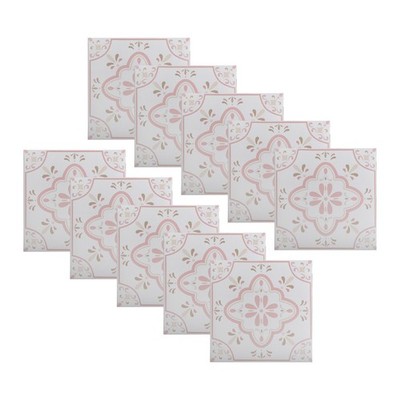 Transform Your Space 10 Stück Rosa Muster Fliesenaufkleber Wasserdicht und Chic