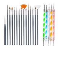 20pc Nails Art Brushes Set Manicure Liquid Powder Carving UV Nail Gel Polish