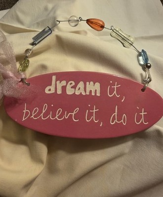 SANDRA MAGSAMEN Wishes & Kisses Dream It, Believe It, Do It Ceramic Wall Plaque