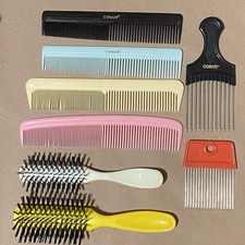 Vintage Conair Hair Styling Lot 8 Pc Combs Nylon Bristle Brushes Metal Picks