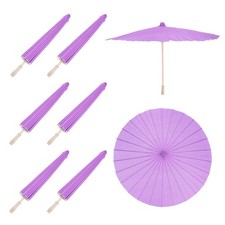 6 Pcs Paper Umbrellas ,33" Paper Parasol Umbrella for Craft,Purple