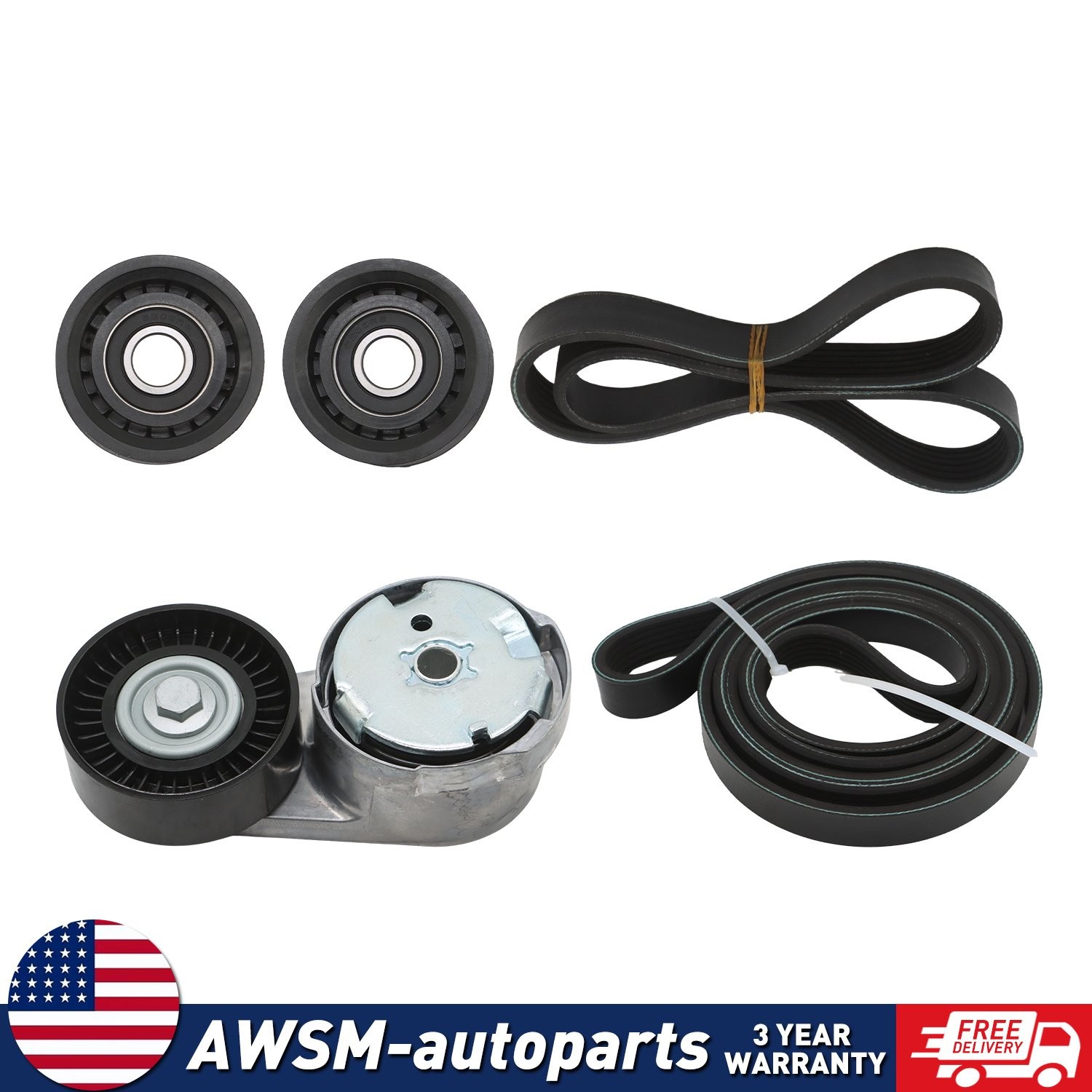 5Pcs Drive Belt Replacement Kit For Maserati Ghibli Levante Quattroporte 3.0 V6
