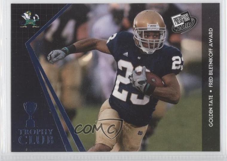 2010 Press Pass Trophy Club Blue Golden Tate #53 Rookie RC 0b9