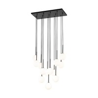 HäNgeleuchte Pendelleuchte Kugel Glas Metall L: 60 Cm Schwarz Weiß 13X G9