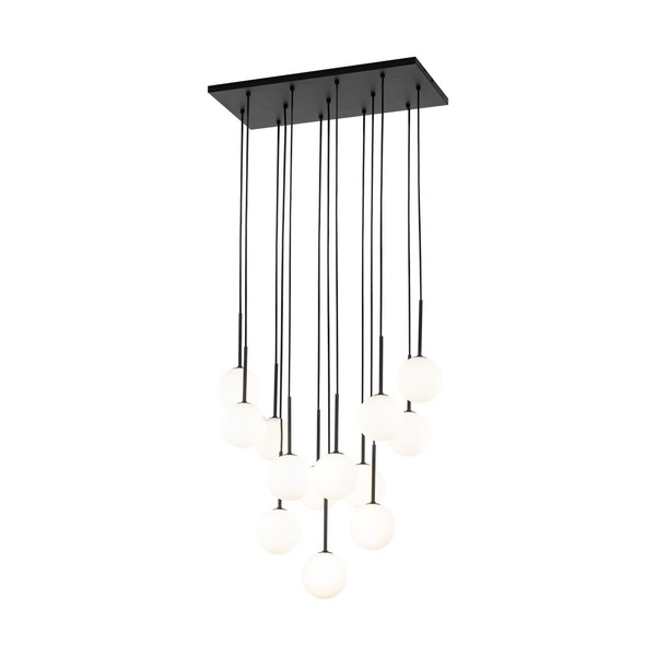HäNgeleuchte Pendelleuchte Kugel Glas Metall L: 60 Cm Schwarz Weiß 13X G9-image