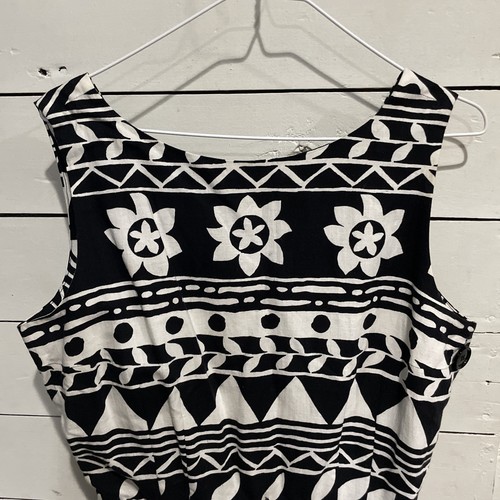 Maggy London Dress Size 14 Black White Abstract Print Midi Sleeveless Sundress - Picture 10 of 18