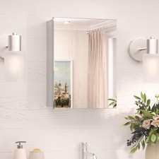 14x18 Recessed Medicine Cabinet with Mirror Aluminum, Frameless Bathroom Mirr...