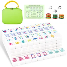 American Mahjong Tile Set Equipped with Mahjong Cards 2025, 166 Quality White...