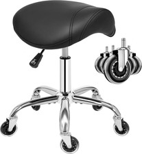 Ergonomic Saddle Stool with Wheels - Adjustable Rolling Chair for Salon Clinic