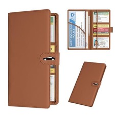 Car Registration and Insurance Holder with Magnetic Closure, Brown T-Brown