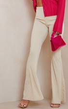 pretty little thing womens trouser tone textured plisse flare low rise size 10