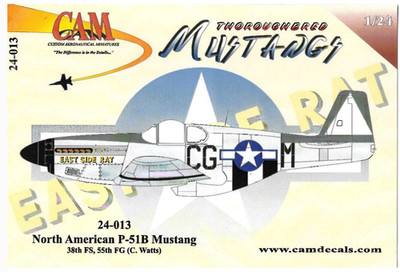 CAM P-51B Mustang, 38th FS, 55th FG 'East Side Rat' (C. Watts) Decals 1/24 013