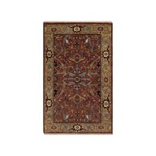 2'1" x 3'3" Red Hand Knotted Antiqued Fine Heris ReCreation Wool Mat Rug R91484