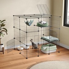 3-Tier Cat Cages Indoor Enclosure DIY Cat Playpen Catio Detachable Metal