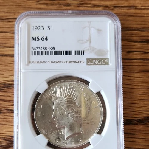 1923 Peace Dollar $1 Silver Coin MS64 NGC Certified Philadelphia KM#150