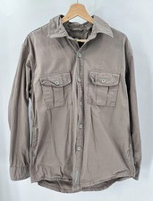 Timberland Button Up Long Sleeve Cotton Shirt Brown Mens Medium Workwear