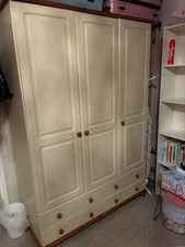 2 Door Wardrobe 3 Drawers Hanging Rail Solid Pine Bedroom Furniture 3 Colours
