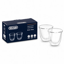 Juego de 2 vasos de café espresso de doble pared De’Longhi DLSC310 90 ml borosilicato transparente