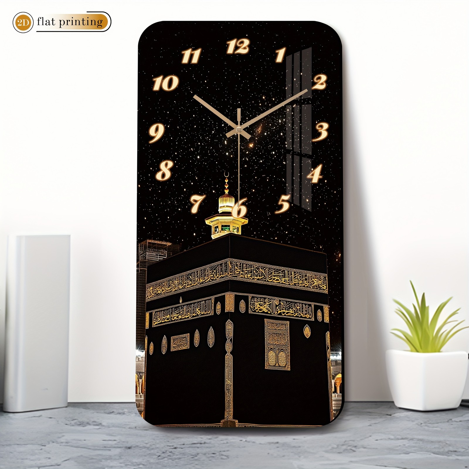 Wooden Rectangular Silent Wall Clock-Decorative Timepiece Modern w