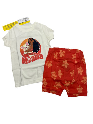 NWT Gap Disney Moana PJ Set Girls 6-12 Months Pajamas Organic Cotton Peace Sign