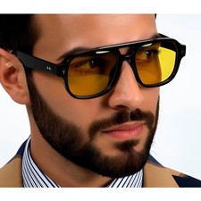 Mens Designer Beach Shades Sunglasses Yellow Tint Lenses Fashion Eyewear Lentes