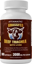 Vitamatic Grass-Fed Beef Trachea with Liver 180 Capsules – Freeze-Dried, Non-GMO