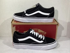 Vans Men’s Size 5 EU 36.5 Black / White Canvas Old Skool Athletic Shoes AJ-1236